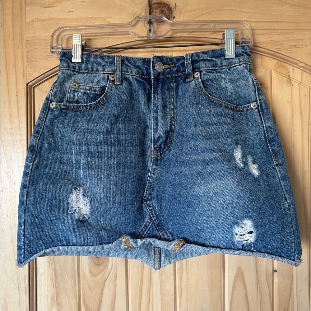 Denim Distressed Skirt